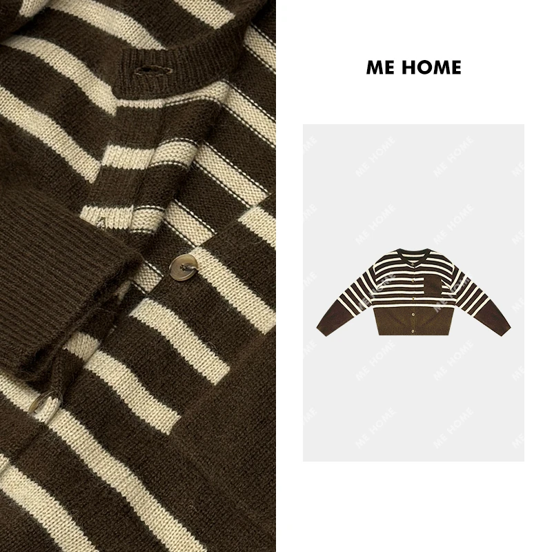 ME 【卡松毛衣 】春季新款复古撞色长袖时尚百搭显瘦毛衣 MEQC4204
