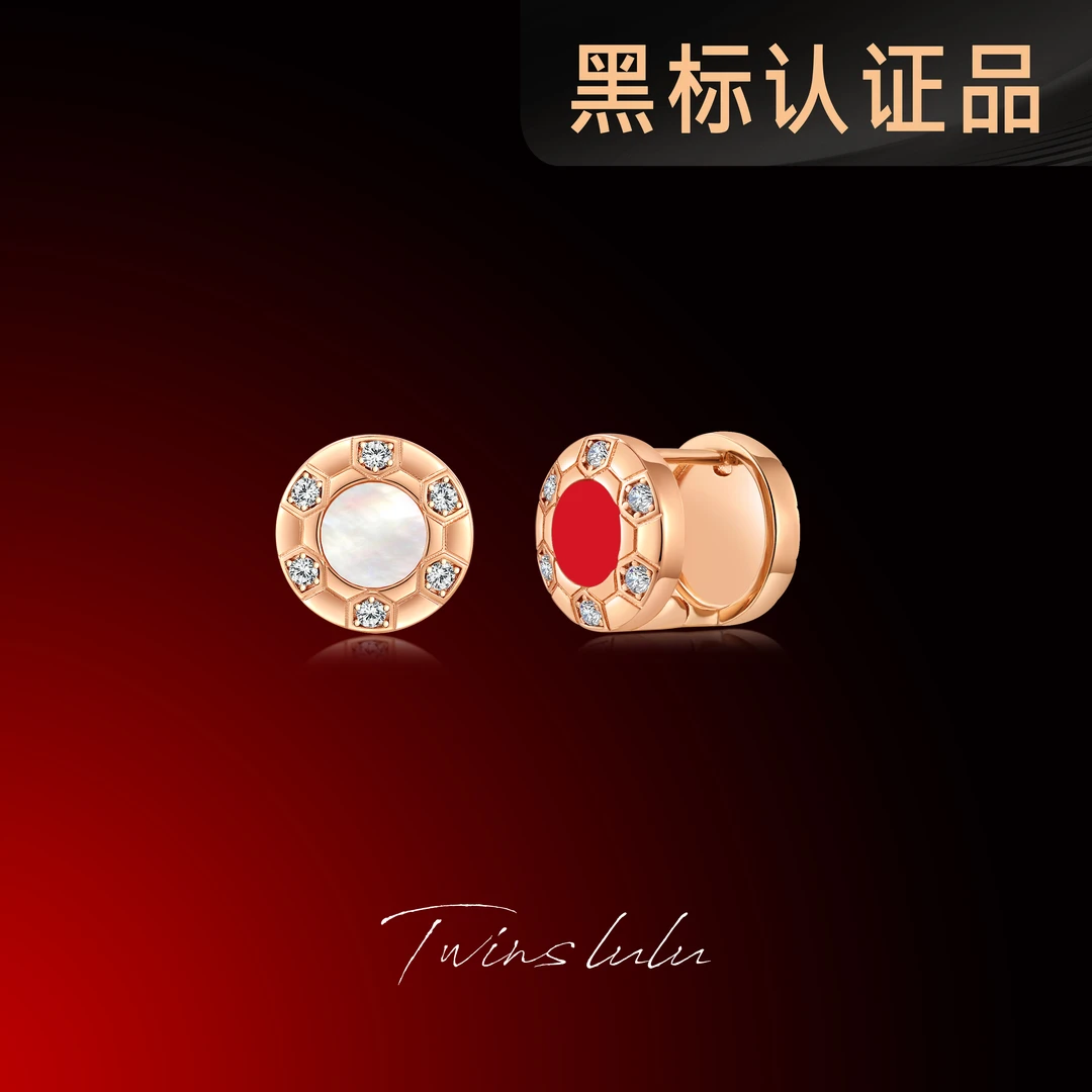 TWINS LULU镀k金首饰女款礼物精致时尚双面红白色圆圈耳环TSL216