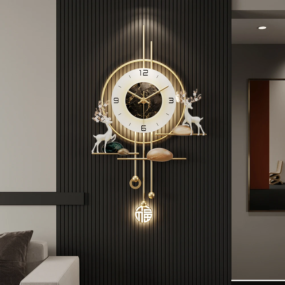 现代轻奢高级感钟表挂钟客厅时钟挂墙创意大气2025新款静音石英钟