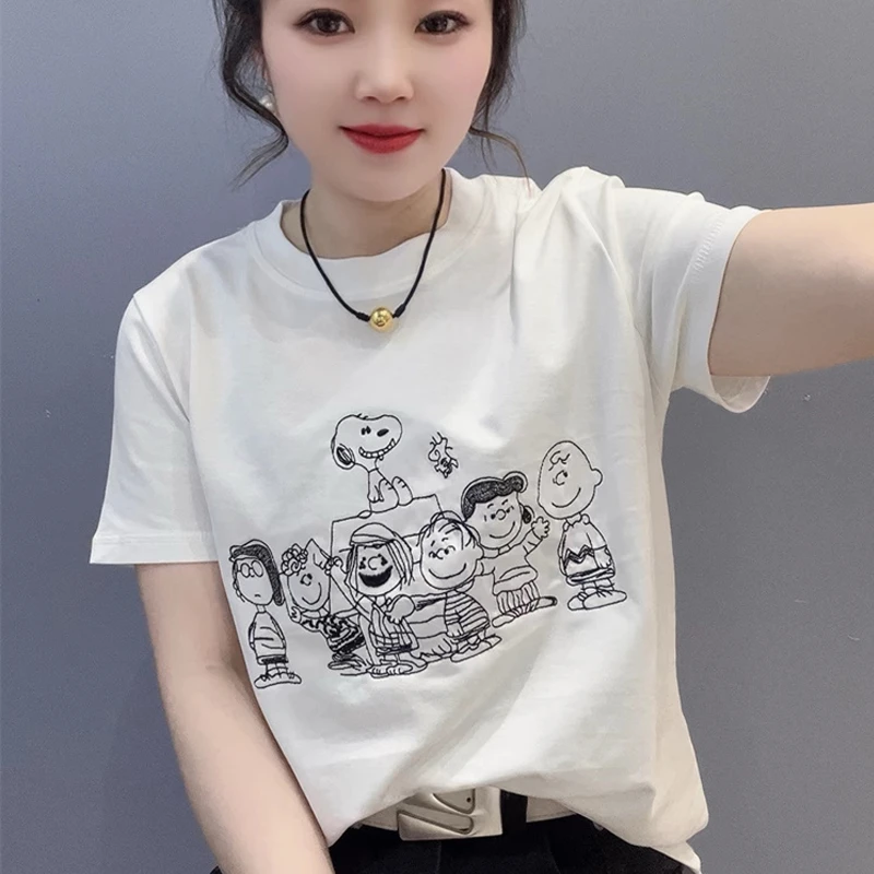 重工卡通刺绣短袖t恤女夏季新款韩版设计款显瘦百搭洋气衣服