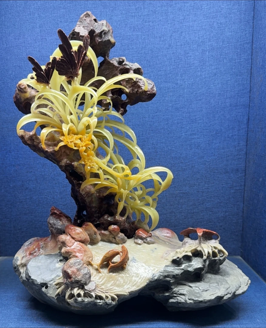 青田石雕《君子之交》蝶恋花