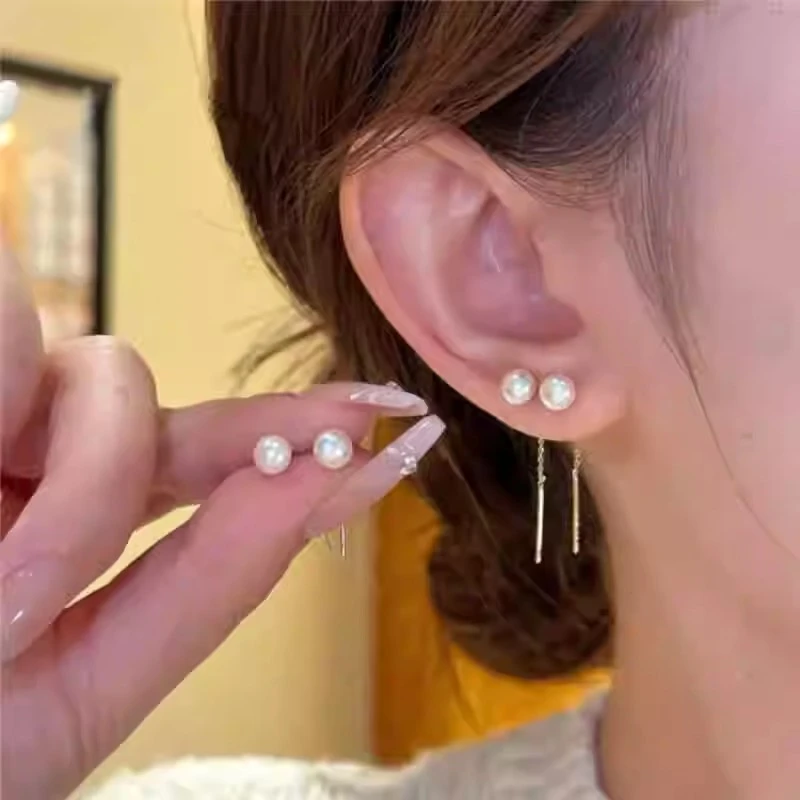铜合金耳饰 精致小巧珠珠流苏耳线女精致百搭耳环高级感气质耳饰
