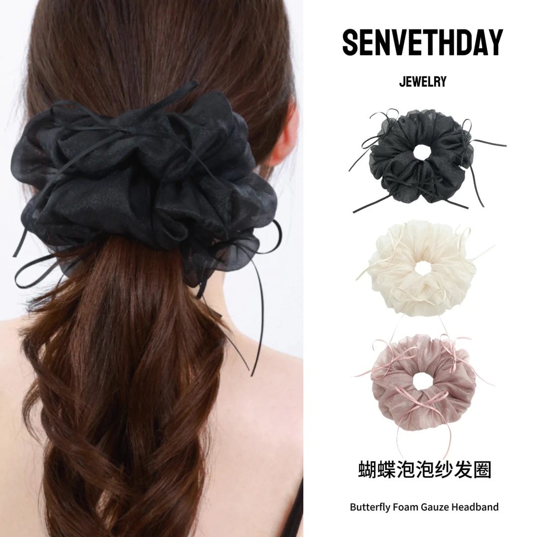 Senveth Day蝴蝶泡泡纱发圈 简约气质小众百搭