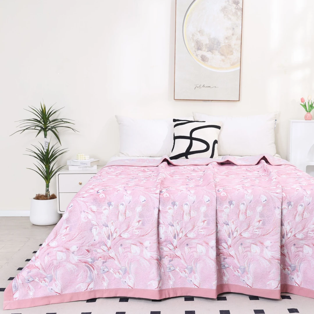 【加大群芳飞舞】230*250cm多层纱布棉布细沙柔软通用床盖