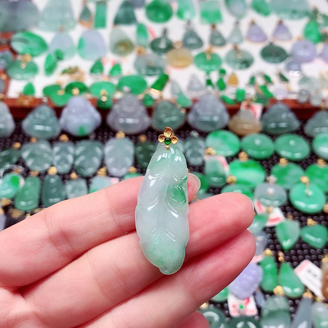 翡翠18K金镶嵌吊坠(不含链)