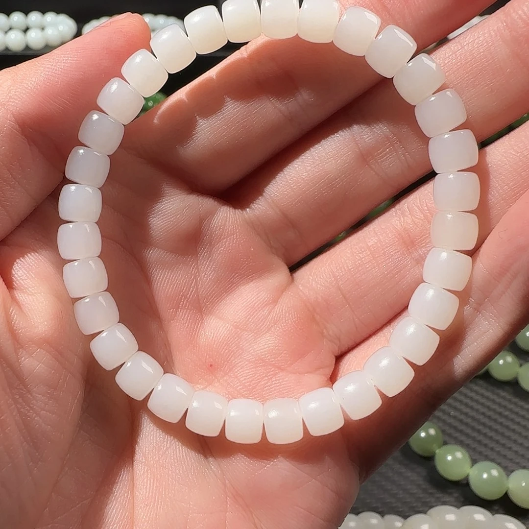 和田玉（白玉）未镶嵌手串卡6.7