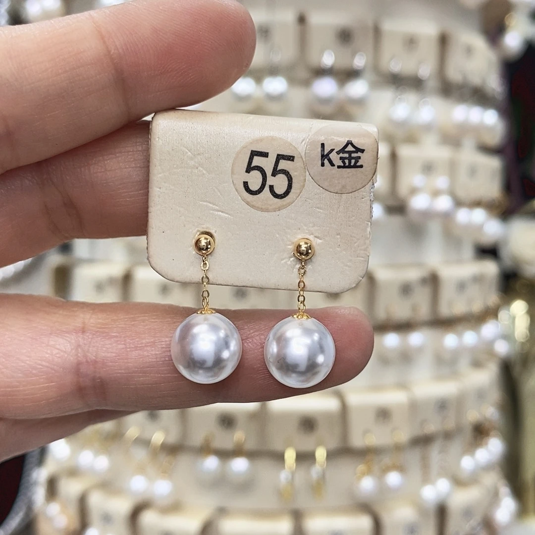 18K金镶嵌淡水珍珠耳饰