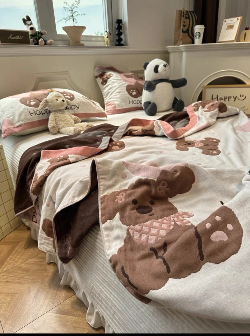 1.2-1.5米纯棉5层彩棉 纱布多功能毯子 a类