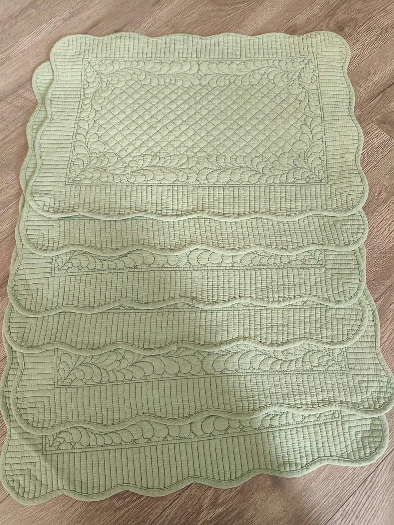 外贸高品质绿色纱布棉餐垫坐垫35*48拍一发六片