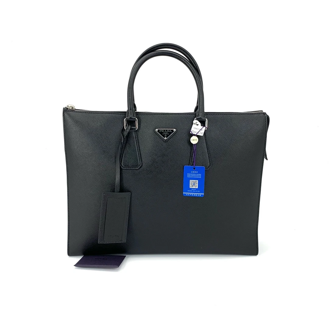 99新 Prada/普拉达 闲置经典黑色三角标手提公文包 尺寸40/30