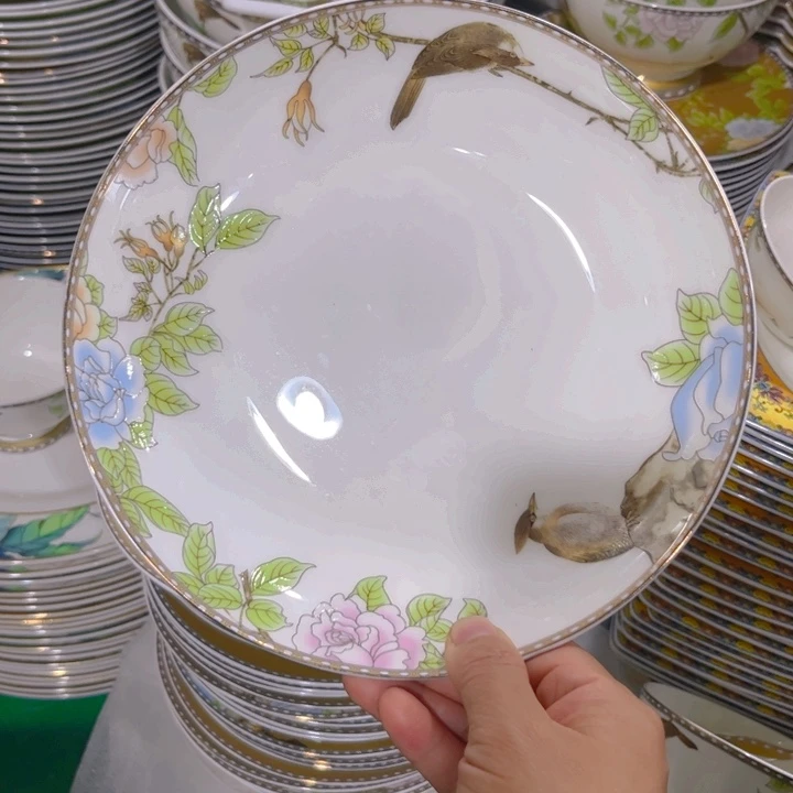 瓷片琴瑟和鸣八寸深盘四个