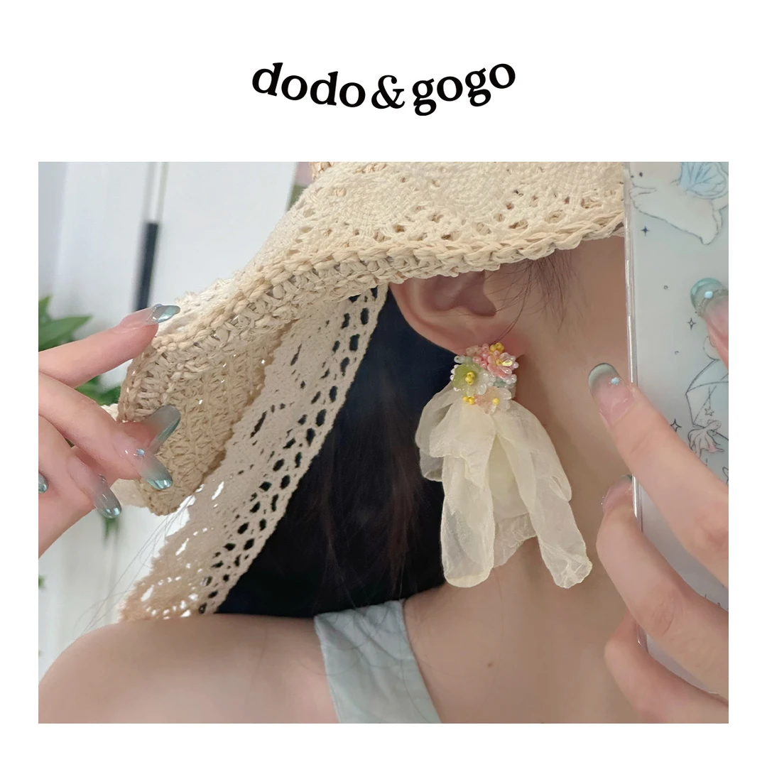 DODOGOGO 合金布艺耳饰 南法度假】时尚超仙气质旅行度假风耳环