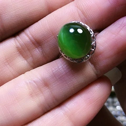 和田玉银S925镶嵌戒指