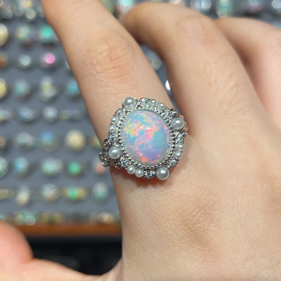 欧泊银S925镶嵌欧泊戒指