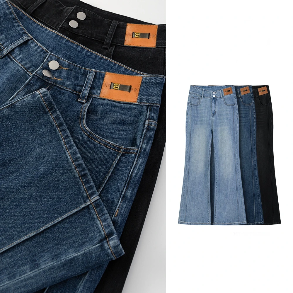 2025早春新款大码喇叭裤显瘦牛仔裤女宽松高腰裤子