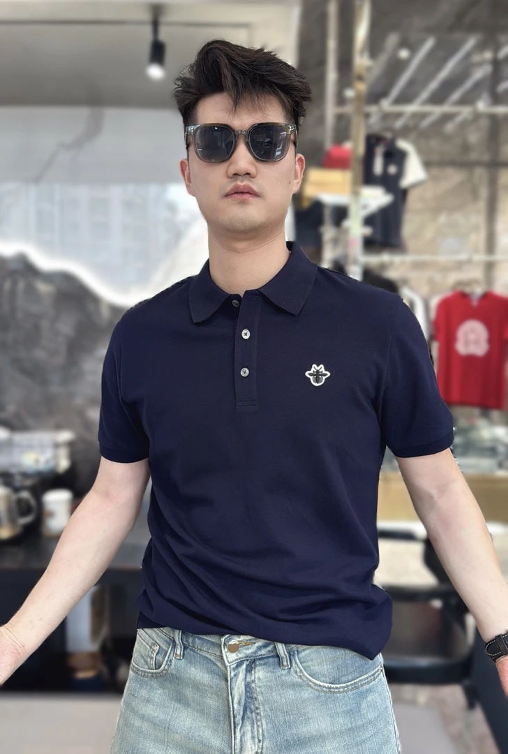 意大利迪卡纳纯藏青Polo衫t恤上衣男