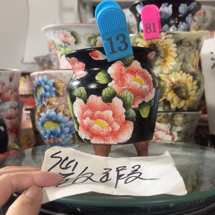 景德镇手绘花盆满38包邮偏远地区除外