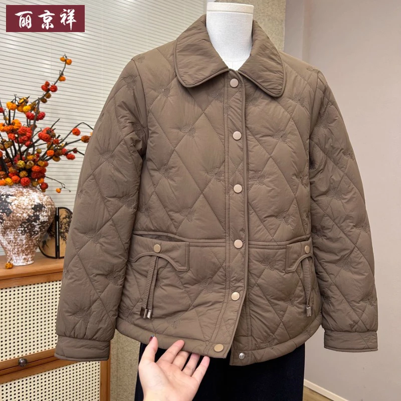 时尚妈妈冬装休闲夹克棉服新款中老年女冬季气质翻领夹棉保暖外套