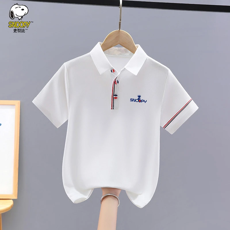 Snoopy/史努比男童夏季短袖2025儿童帅气polo衫中大童纯色T恤上衣