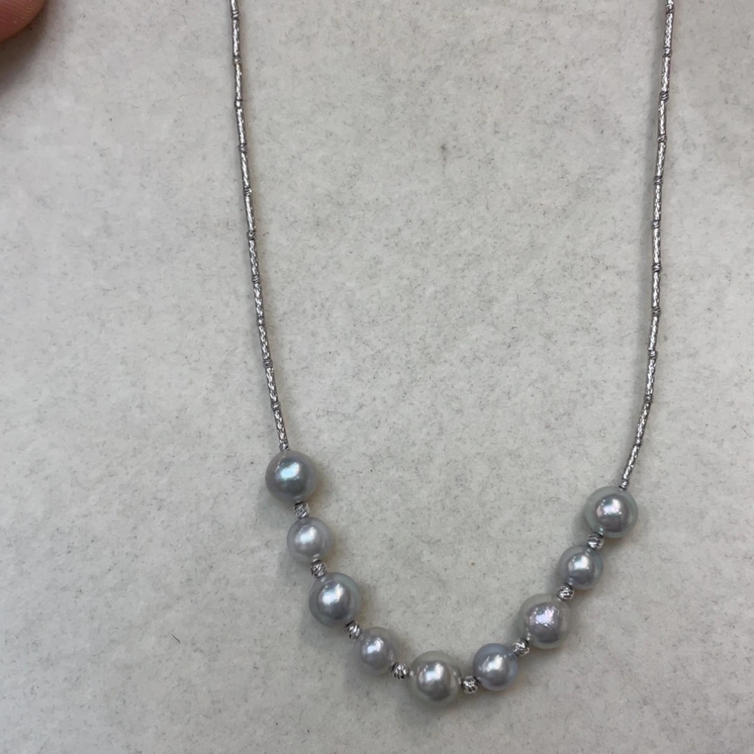 海水珍珠银S925镶嵌项链