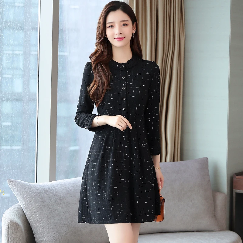 法式贵夫人连衣裙春秋季新款阔太太一高贵小个子有女人味遮肚气质