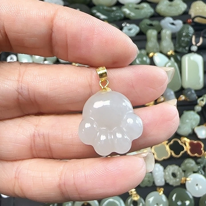 和田玉银S925镶嵌吊坠(不含链)