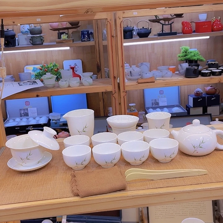 竹节高升羊脂玉套装