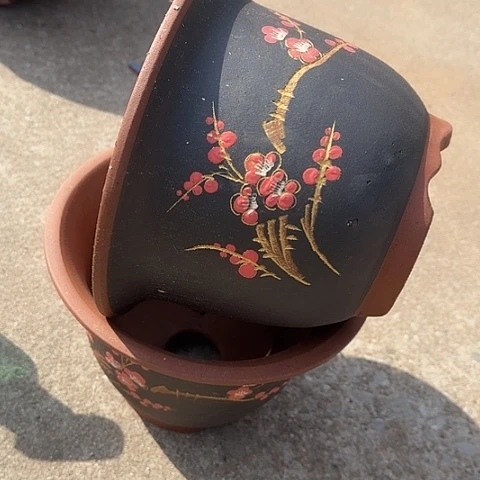 紫砂宜兴紫砂花盆T004小一对