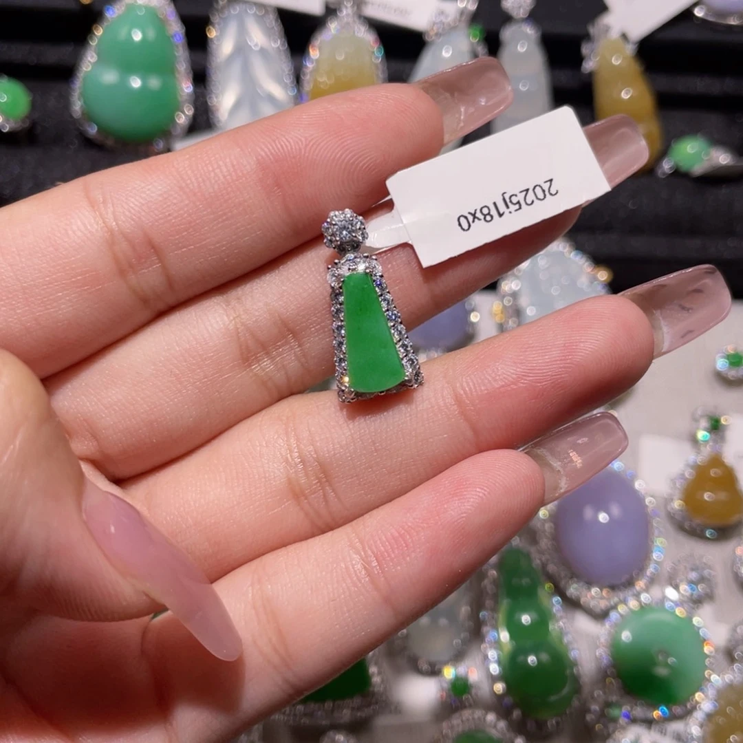 翡翠银S925镶嵌挂件