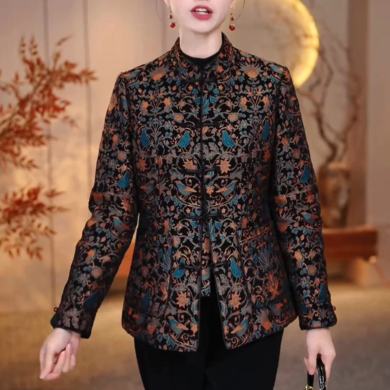 新中式棉衣外套2025冬季新款时尚气质修身中老年加厚洋气保暖外套