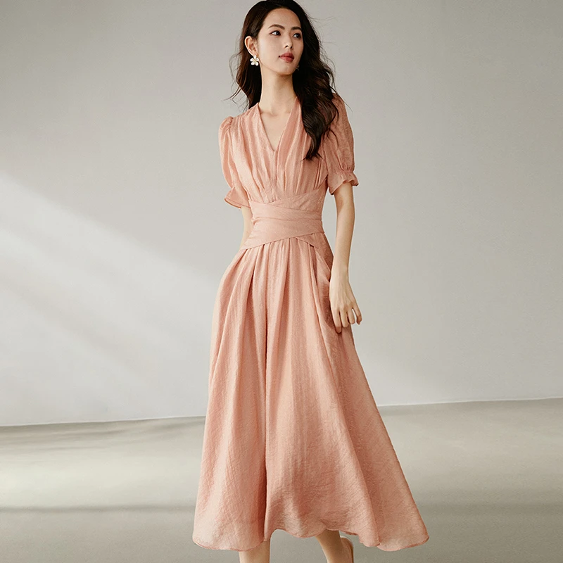 【断码清仓】2025夏裙子收腰系带连衣裙25011722