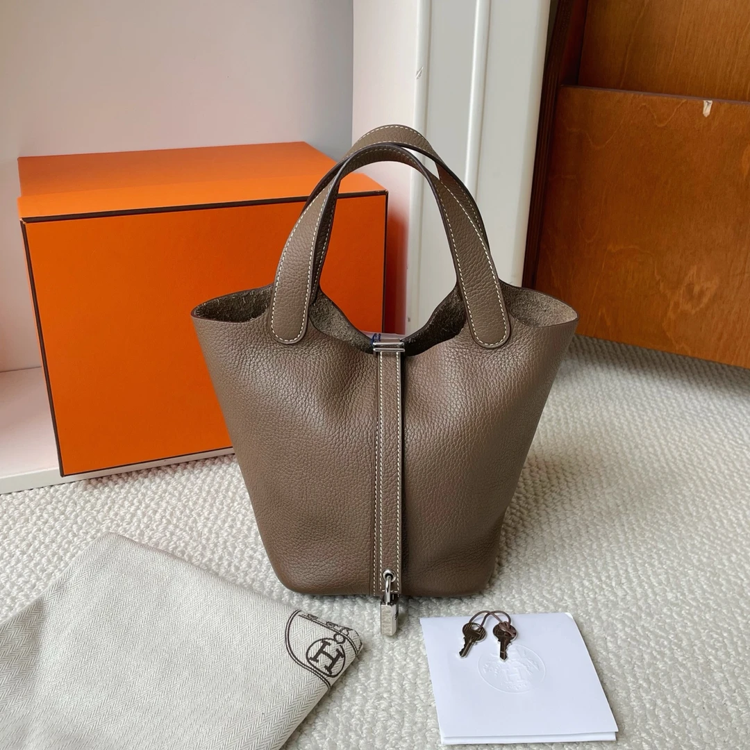 99新 Hermes/爱马仕 菜篮子18大象灰银扣Z刻 BJM20-0311