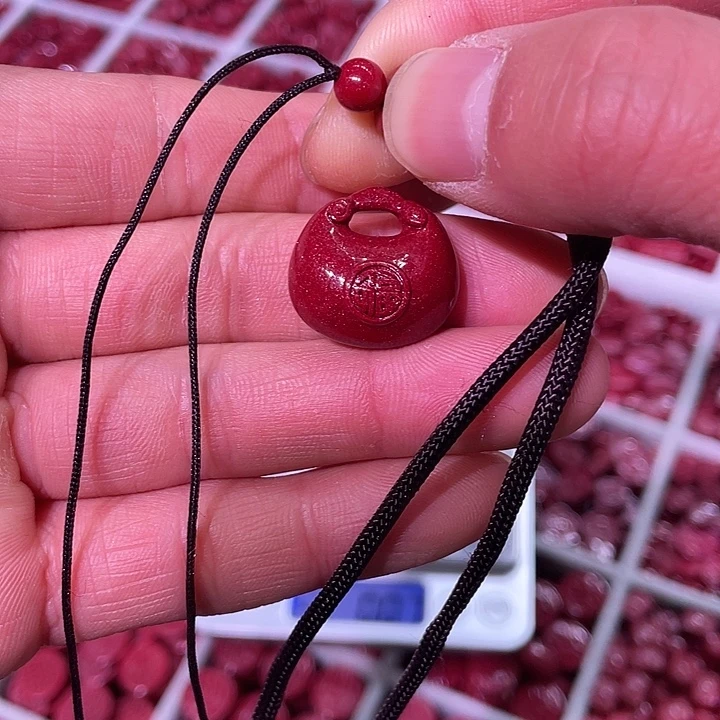 天然辰砂紫金砂胖福吊坠