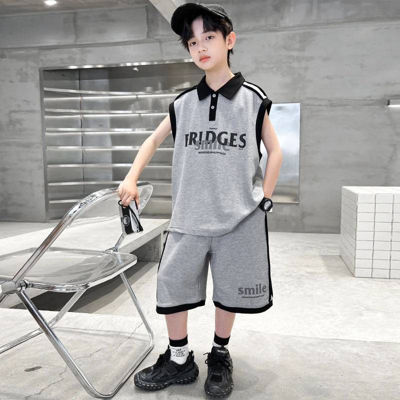 儿童夏季2025新款时尚炸街中大儿童背心套装【锦丽】BF517