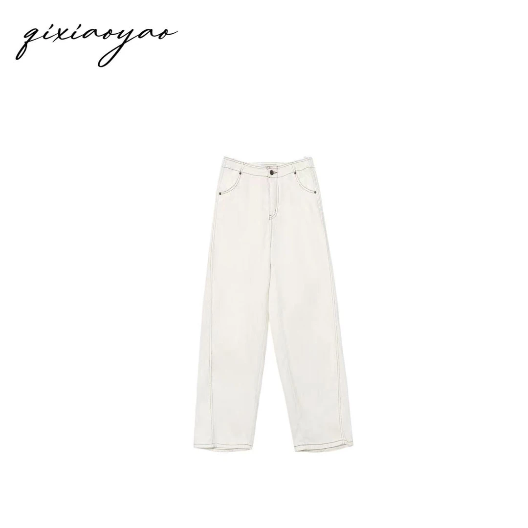 2024秋季新款休闲宽松基础款复古直筒牛仔裤#QSAN7588