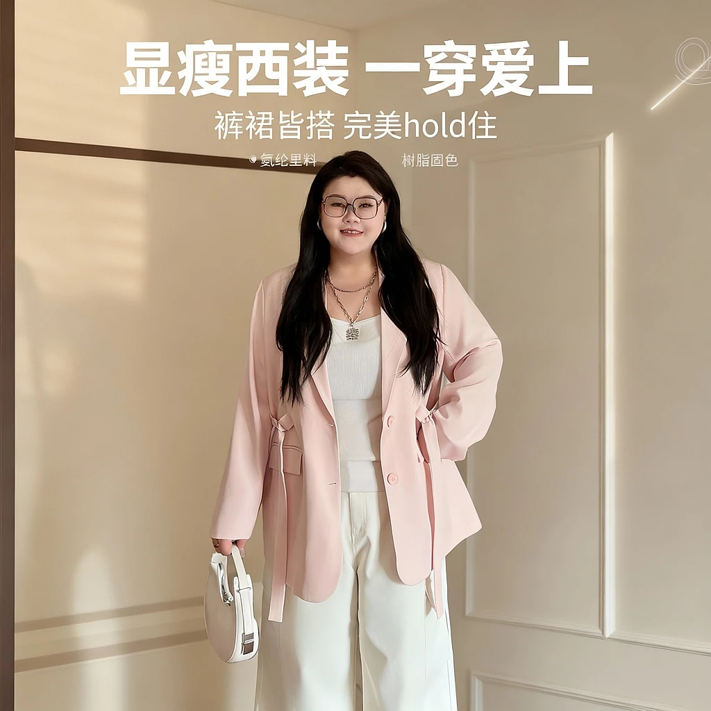 【断码捡漏】大码女装花契200斤设计师款御姐范休闲西装外套15394-X