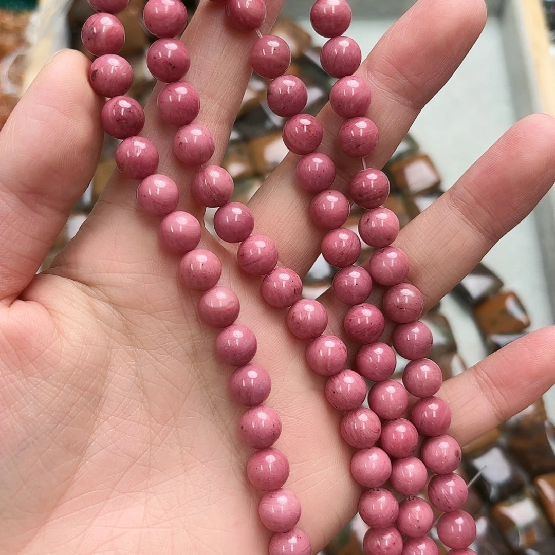 玛瑙/玉髓未镶嵌珠宝半成品卡8红木纹圆珠一条