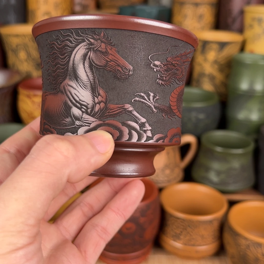 紫砂茶杯宜兴原矿紫砂杯