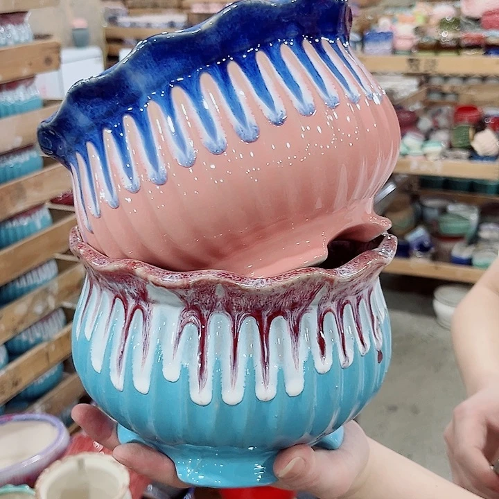 有孔.凑单10元陶瓷花盆发货！