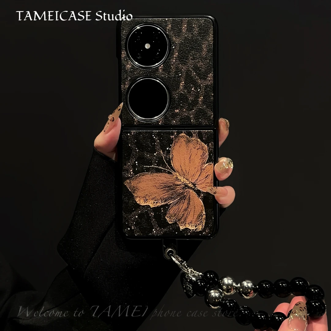 适用于华为pocket2手机壳羊皮折叠屏FINDN3FLIP蝴蝶华为pockets