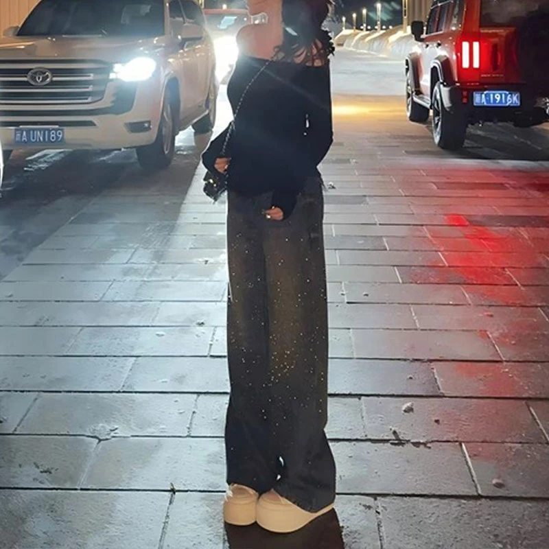 【银河爆闪裤】气质时尚街头风牛仔裤女休闲百搭加绒牛仔裤