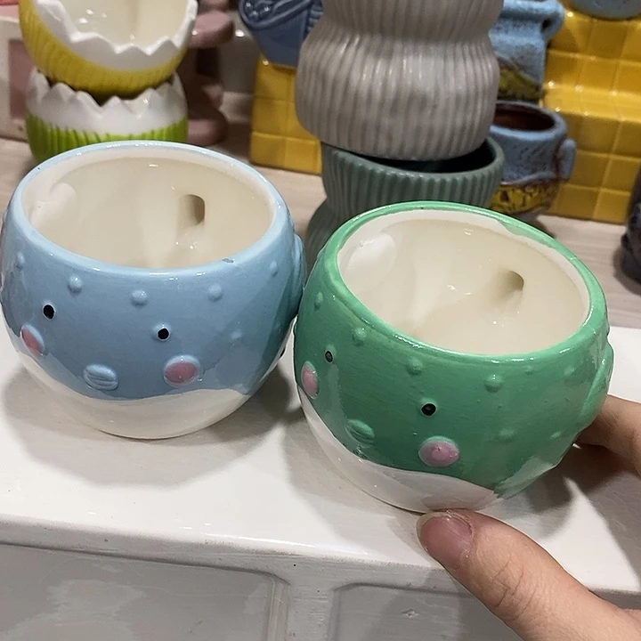 陶瓷花盆有孔 瑕疵介意勿拍