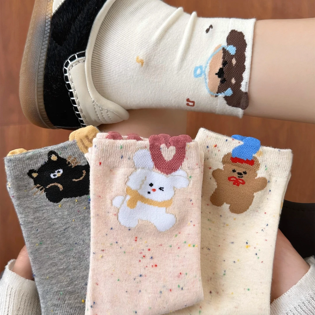 小狗袜子女士ins潮日系中筒袜秋冬季可爱卡通韩系长筒袜秋天