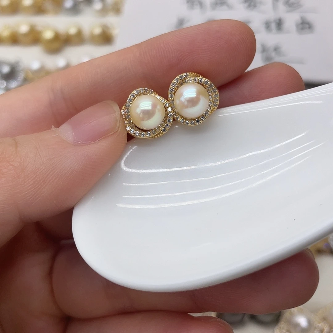 银S925镶嵌海水珍珠耳饰
