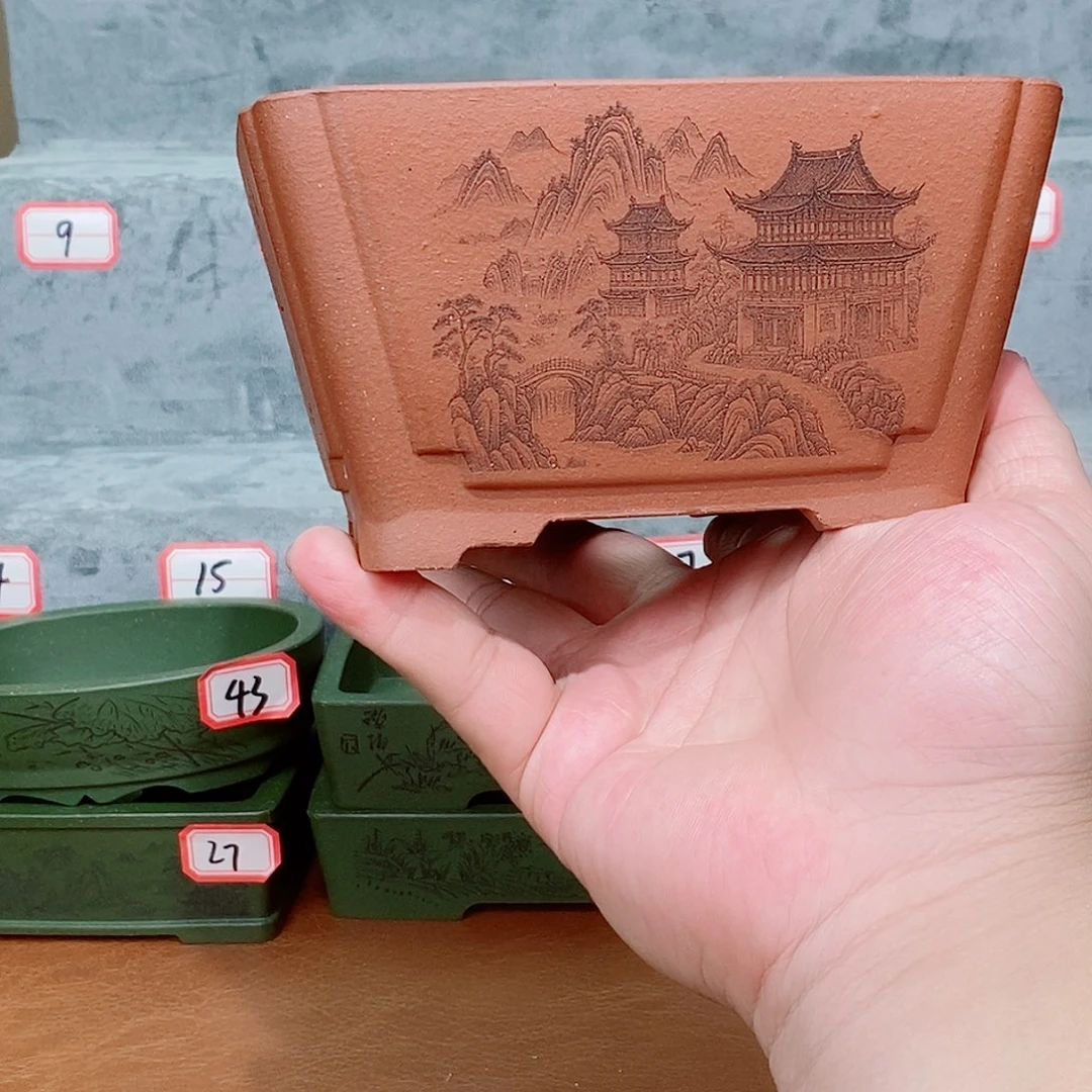紫砂花盆我在看书