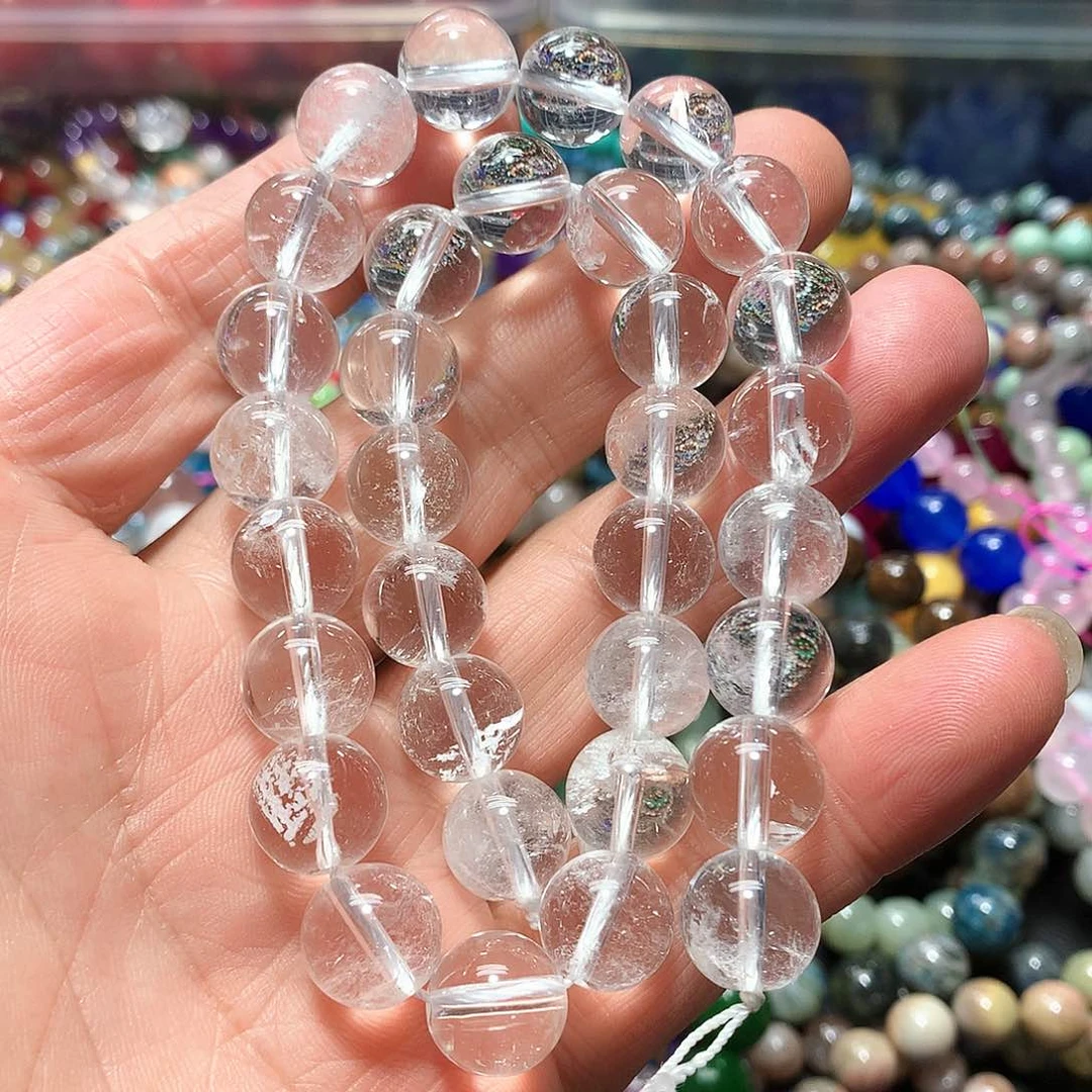 未镶嵌手串玛瑙/玉髓卡12白阿塞水晶散珠