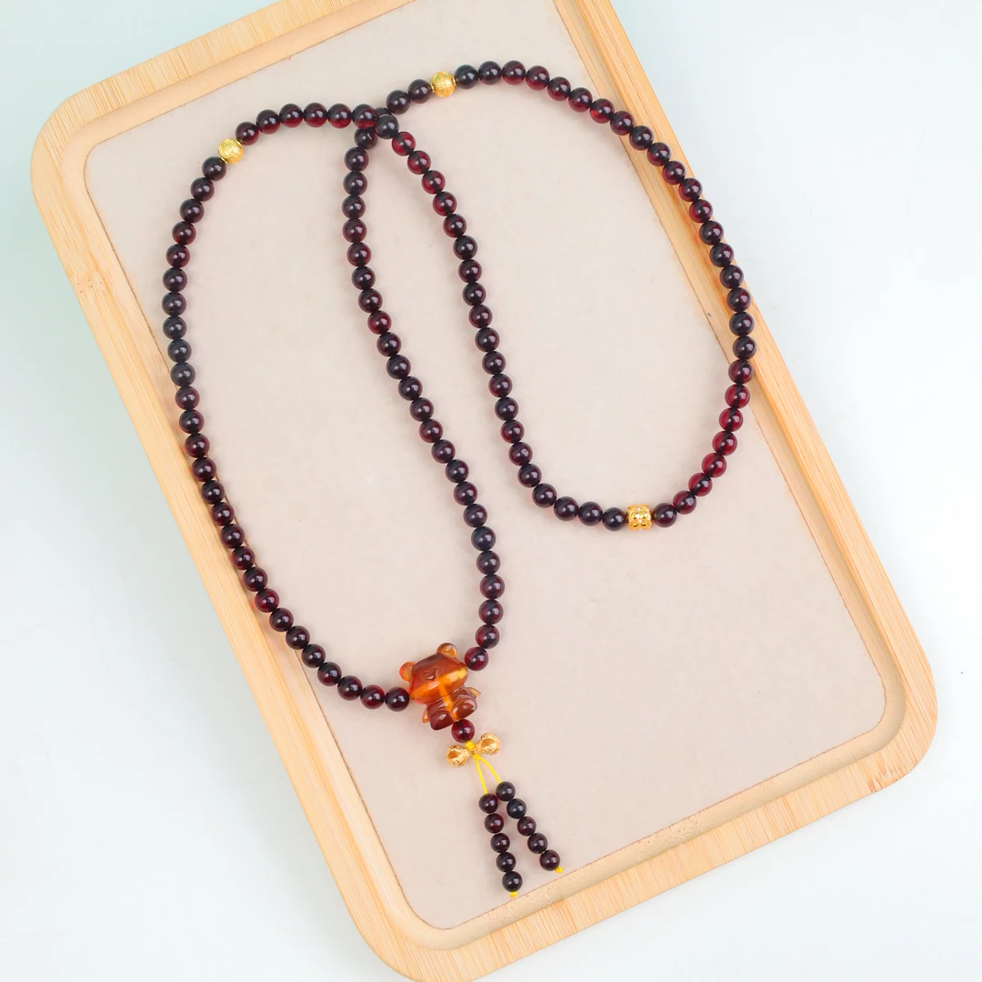 【琪琪珠宝】缅甸珀精致日常血珀多圈珠链