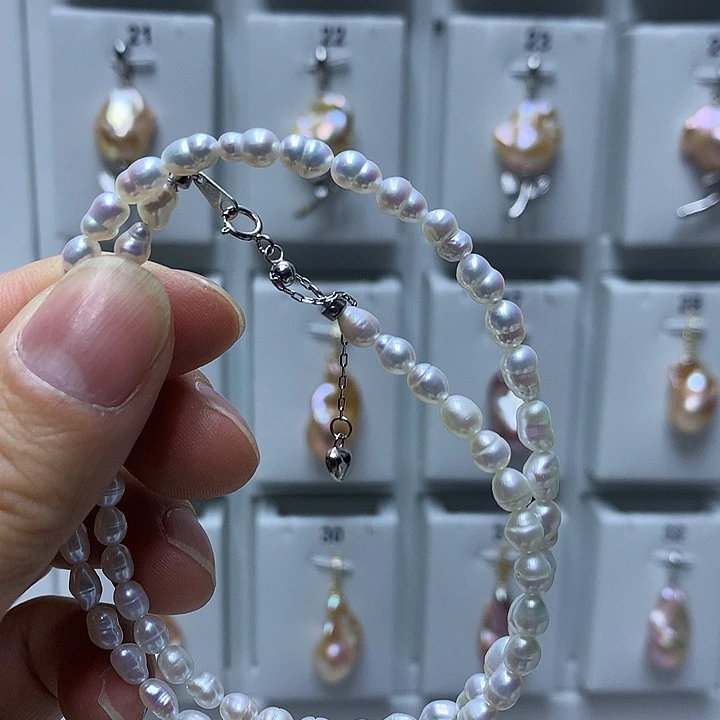 银S925镶嵌巴洛克淡水珍珠