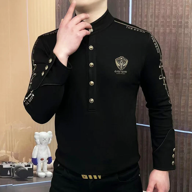 曼库帕娅高档长袖T恤男士秋季男款潮流青年打底衫个性百搭卫衣