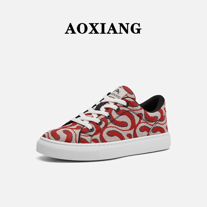 奥象男鞋2025春季新款透气系带帆布鞋潮流软底板鞋男士运动休闲鞋